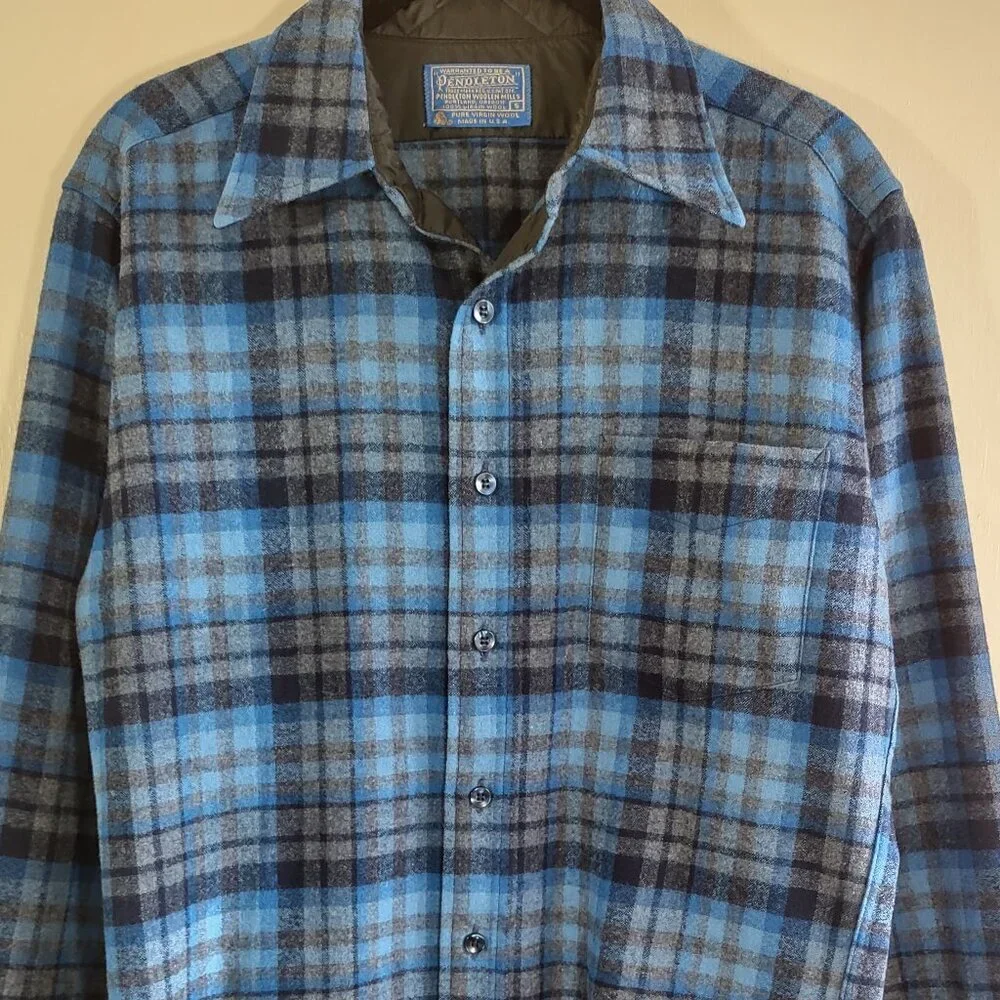 NWOT Pendleton Mens Wool Long Sleeve Shirt Shadow Plaid USA Heritage Size Small